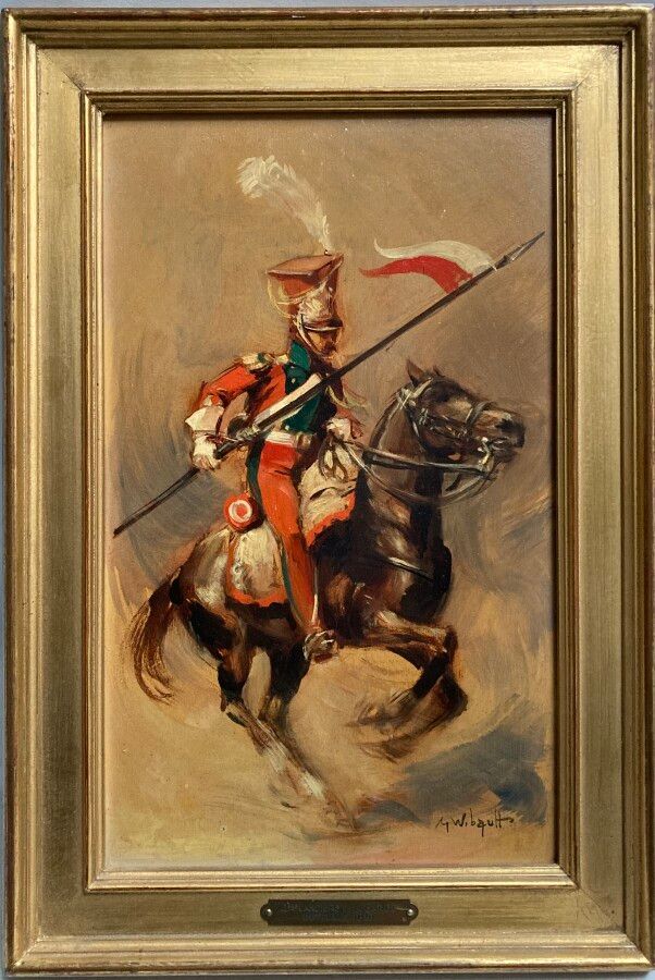 Null 马塞尔-维伯特(Marcel WIBAULT) (1904-1998)

帝国卫队的第二名长枪手

右下角署名 "Isorel "的油画

38 x &hellip;