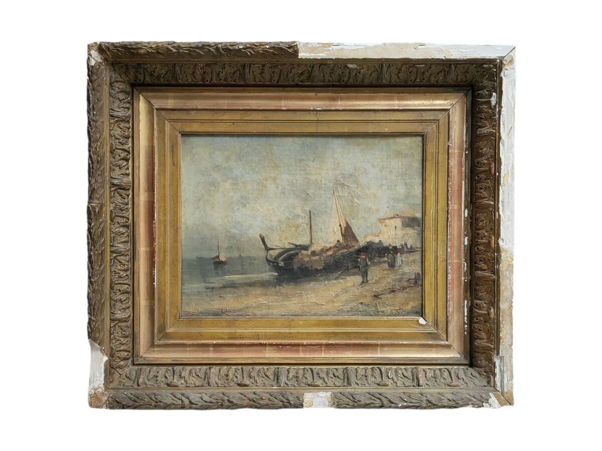Null 安德烈-吉鲁(André GIROUX) (1801-1879)

在地中海捕鱼归来的船只

布面油画，右下角有签名

27.5 x 35 cm