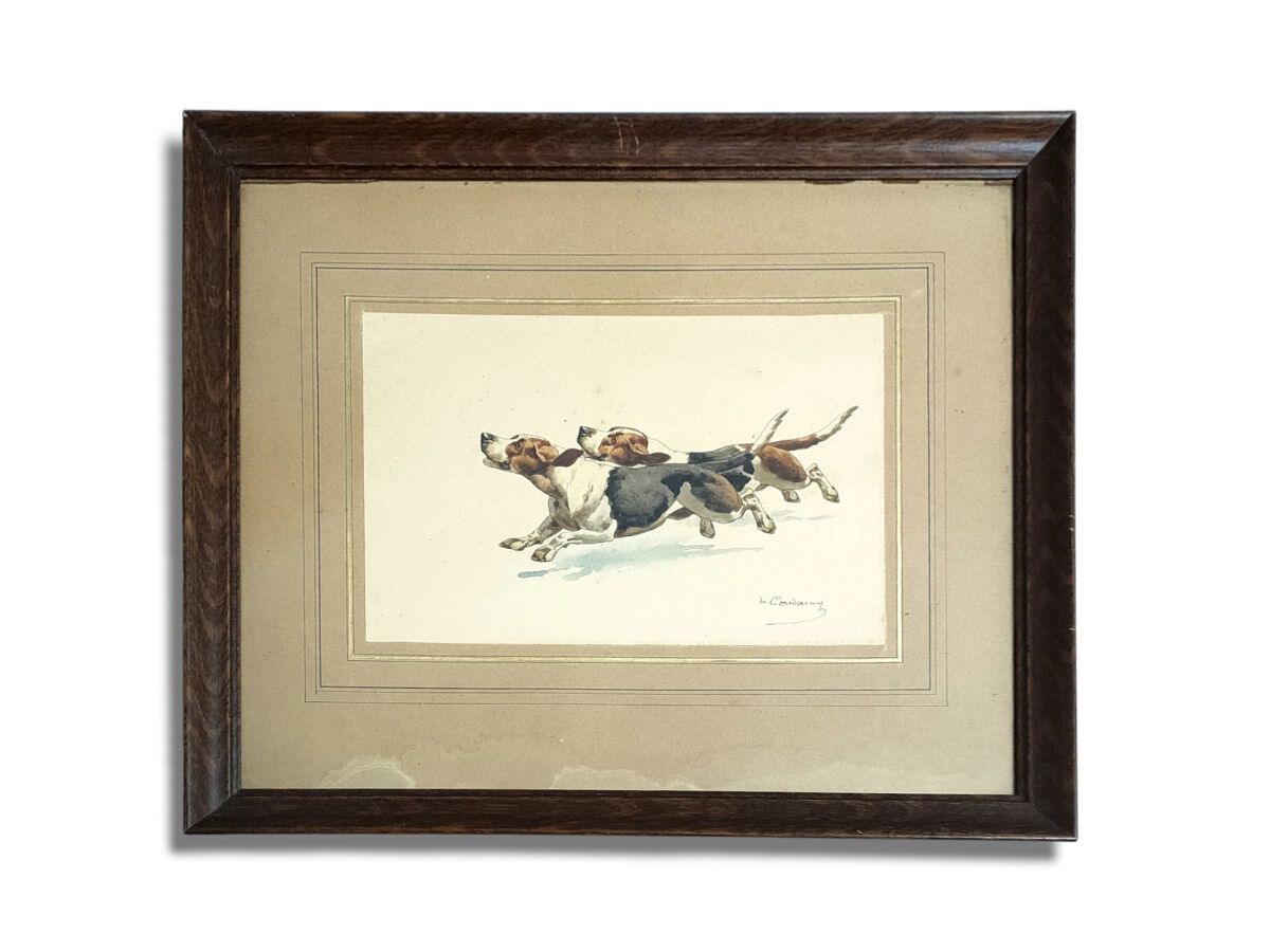 Null 查尔斯-费尔南-德-康达米 (约1855-1913)
两只狗
右下角有签名的水彩画
16 x 24.5 cm (点蚀)