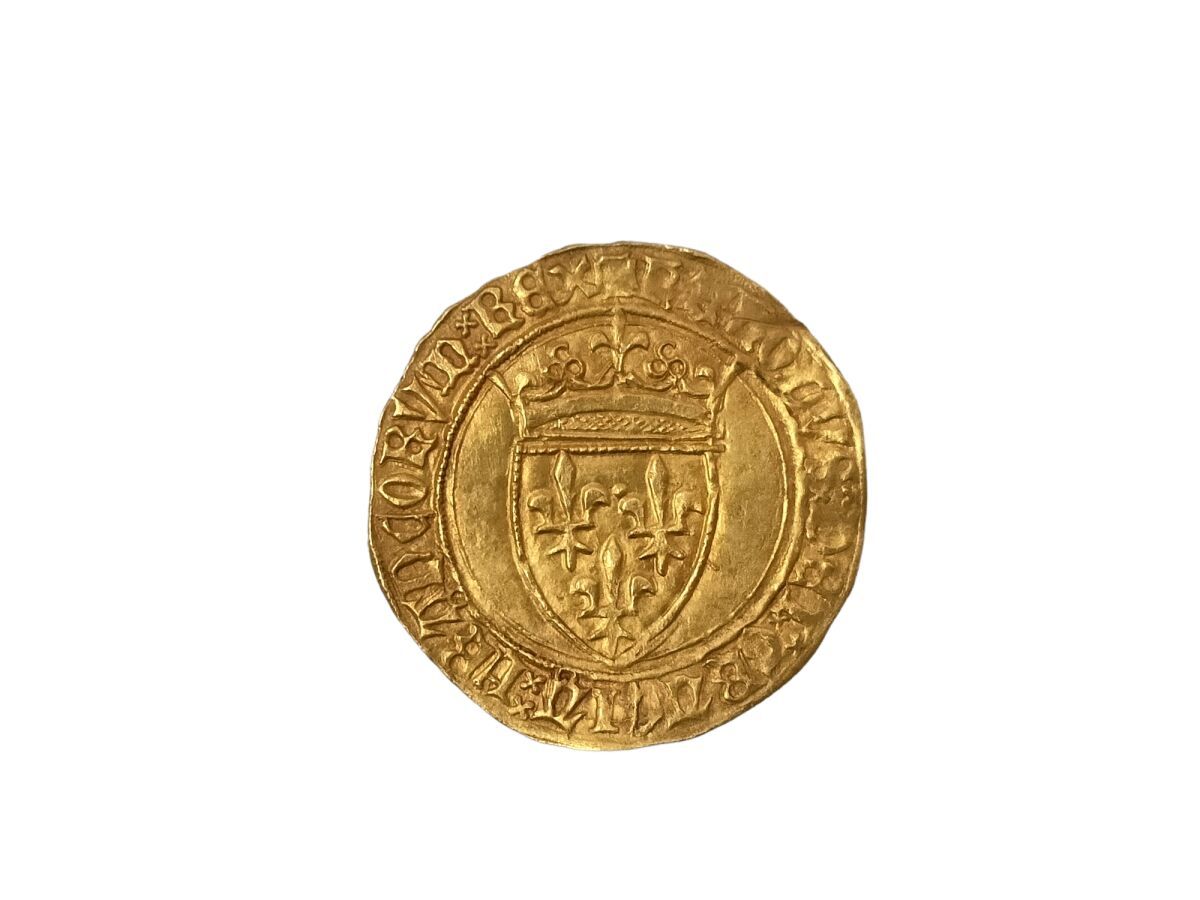Null 查理六世(1368-1422)带皇冠的金盾牌。图尔奈. D.369 非常好的副本