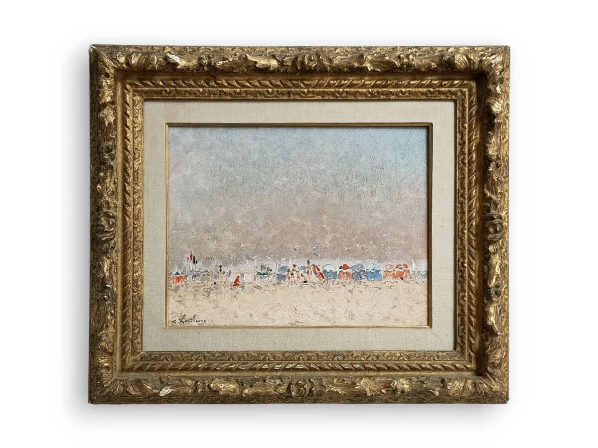 Null 安德烈-汉堡(André HAMBOURG) (1909-1999)
特鲁维尔的温暖天气
布面油画，左下角有签名，背面有图案和标题
27 x 35 c&hellip;