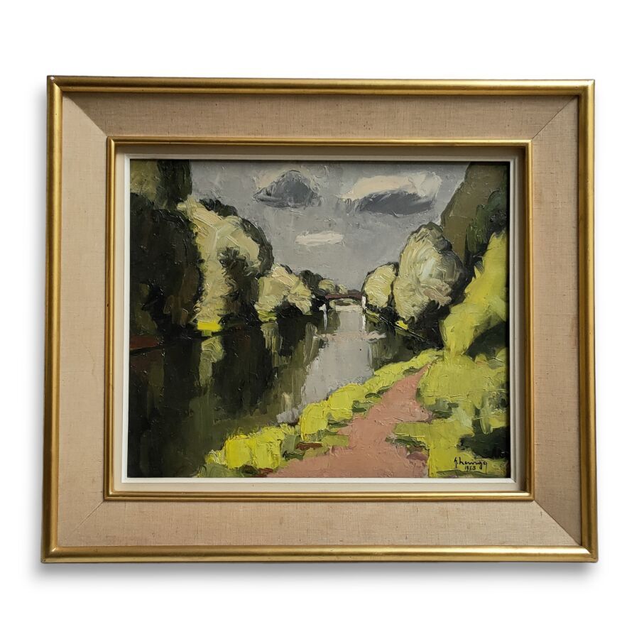 Null Gustave HERVIGO (1896-1993)
Rambouillet, route de forêt en automne, 1958. 
&hellip;