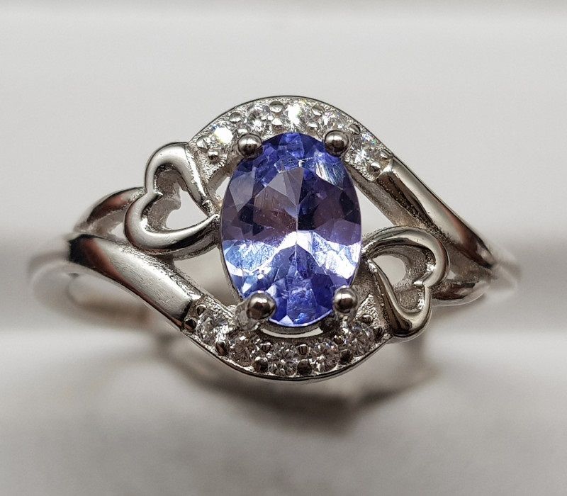 BAGUE EN ARGENT AVEC TANZANITE ET CZ avec Certificat GFCO Laboratoire suisse BAG&hellip;