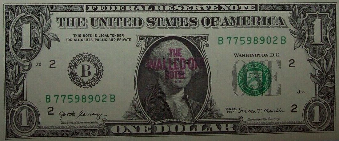 BANKSY (d'après) (Anglais - Né en 1974) Billet de 1$ tamponné à l'encre rose

Wa&hellip;