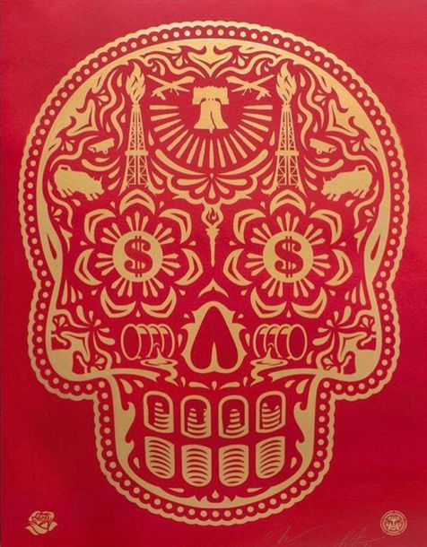 Shepard Fairey dit Obey & Ernesto Yerena 权力与荣耀 骷髅头 红色和金色 HPM

画布上的混合媒体

10个版本

2&hellip;