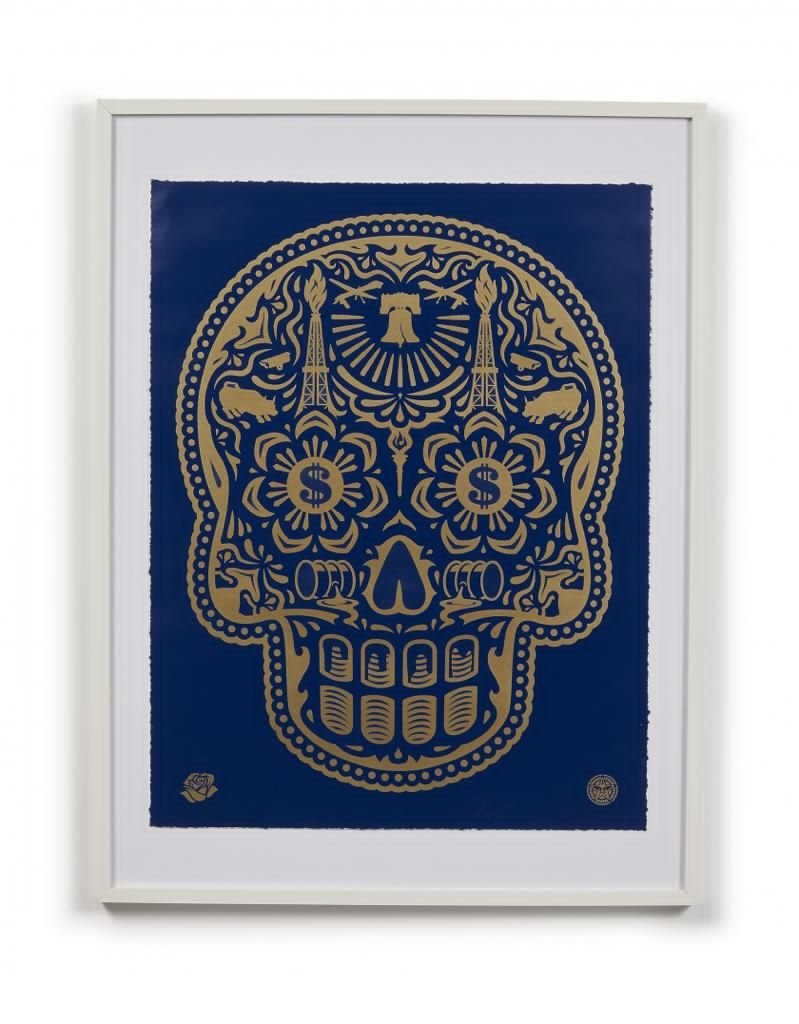 Obey & Ernesto Yerena POWER-GLORY-SKULL-BLUE-PATTERN HPM 

Técnica mixta sobre l&hellip;