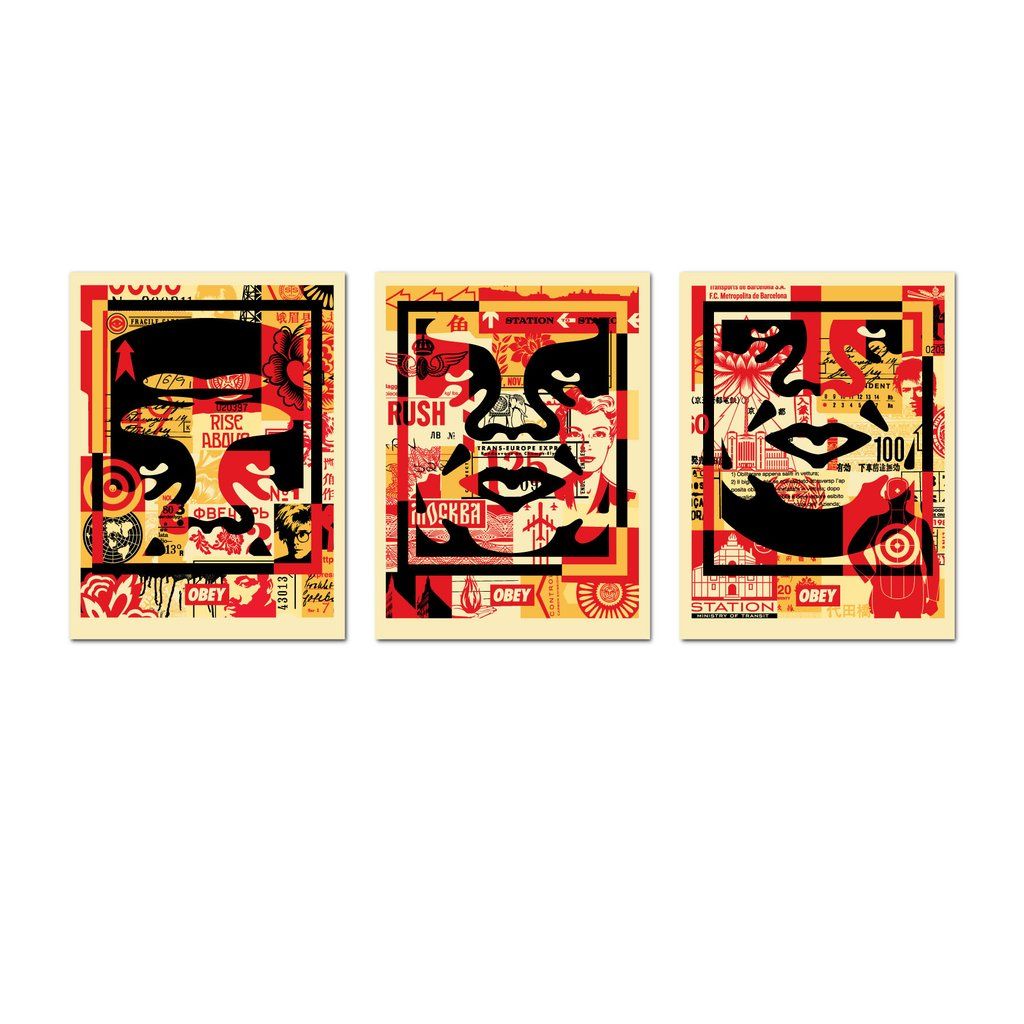 SHEPARD FAIREY (OBEY) OBEY 3-FACE COLLAGE, 2021

60 x 45 cm. Set of three offset&hellip;
