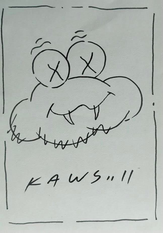 KAWS (né en 1974) Dessin à l'encre noire sur papier 

Signé en bas vers le centr&hellip;