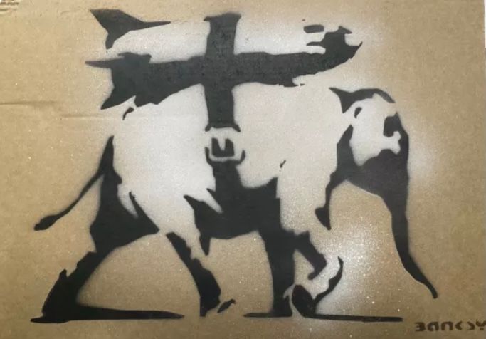 Banksy né en 1974 (D'après) BANKSY (Basierend auf) (1974) - "ELEPHANT WITH BOMB &hellip;