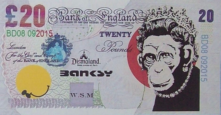 Banksy né en 1974 (D'après) 凄惨的斯特林 - 2015

以20英镑纸币为主题的帆布印刷品，丝网印刷在帆布上，作品背面有dismal&hellip;