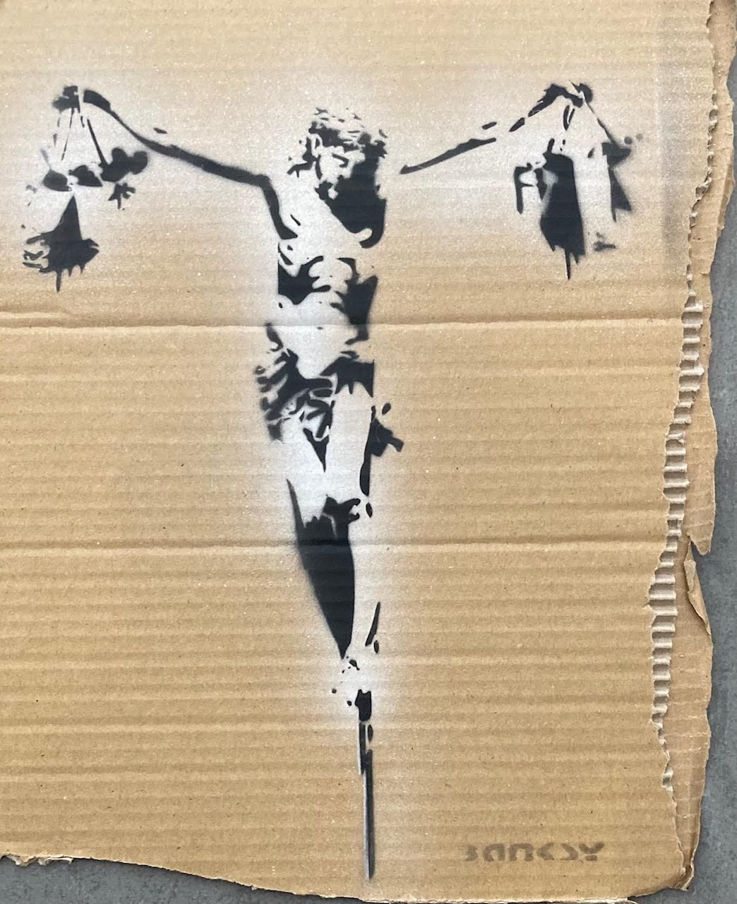 Banksy né en 1974 (D'après) BANKSY（后）（1974年）--"带购物袋的基督"，Weston Super Mare，2015 -&hellip;