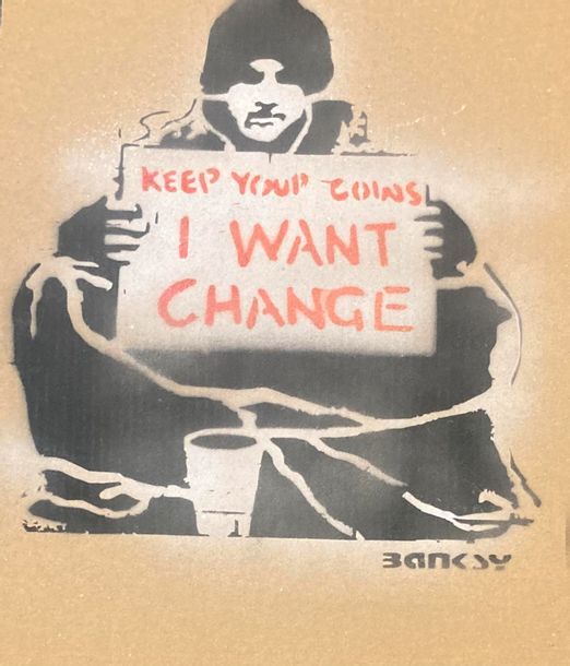 BANKSY Né en 1974 (D'après) BANKSY (Basierend auf) (1974) - "KEEP YOUR COINS", W&hellip;