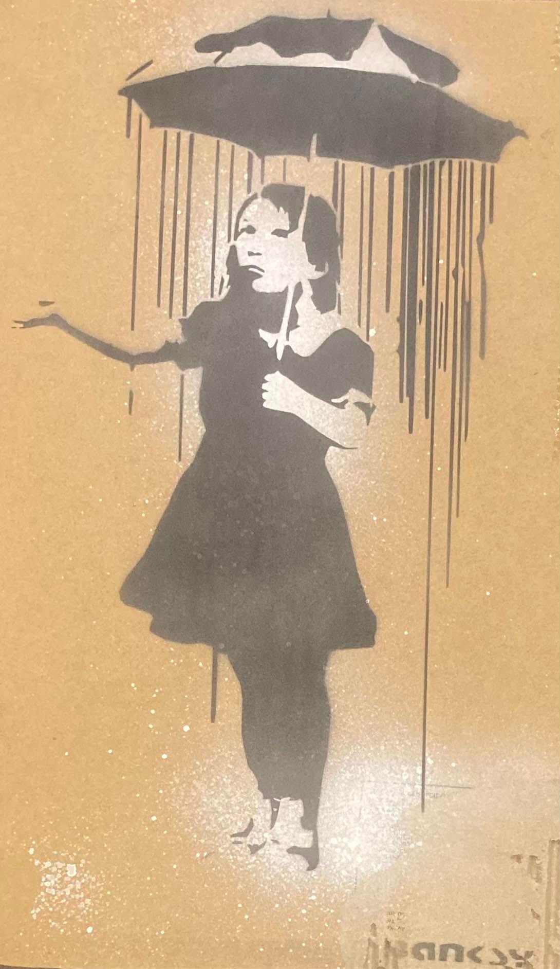 BANKSY Né en 1974 (D'après) BANKSY (1974年之后) - "UMBRELA GIRL", Weston Super Mare&hellip;