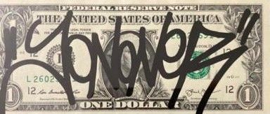 JONONE (né en 1963) Billet d'un dollar signé par l’artiste JONONE. Authentique b&hellip;