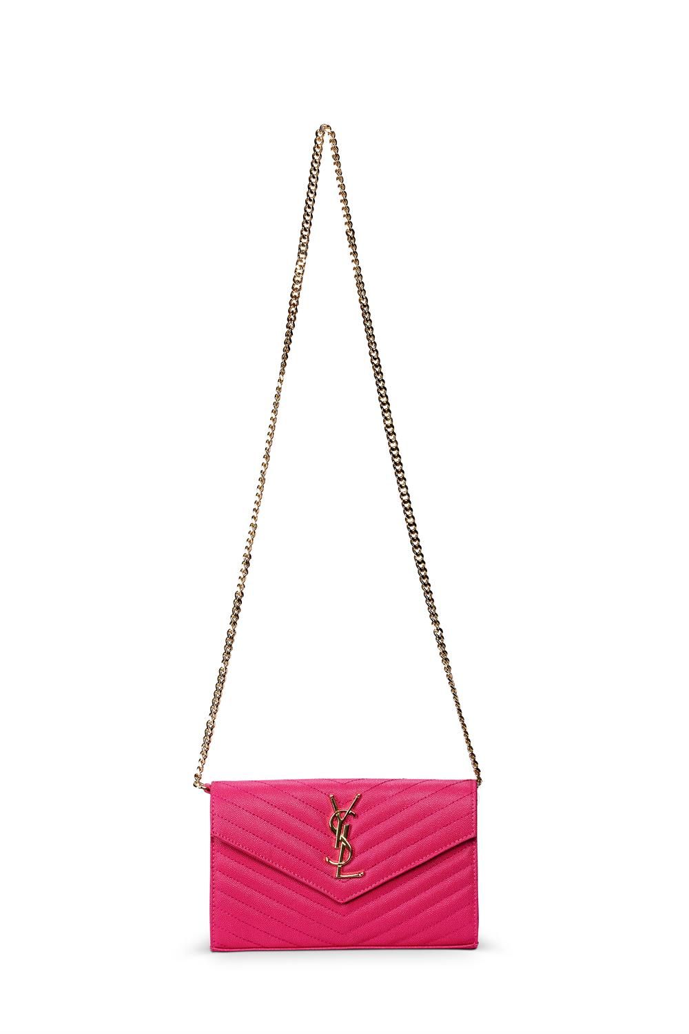 Yves Saint Laurent, a pink leather chevron clutch bag Yves Saint Laurent, a pink&hellip;