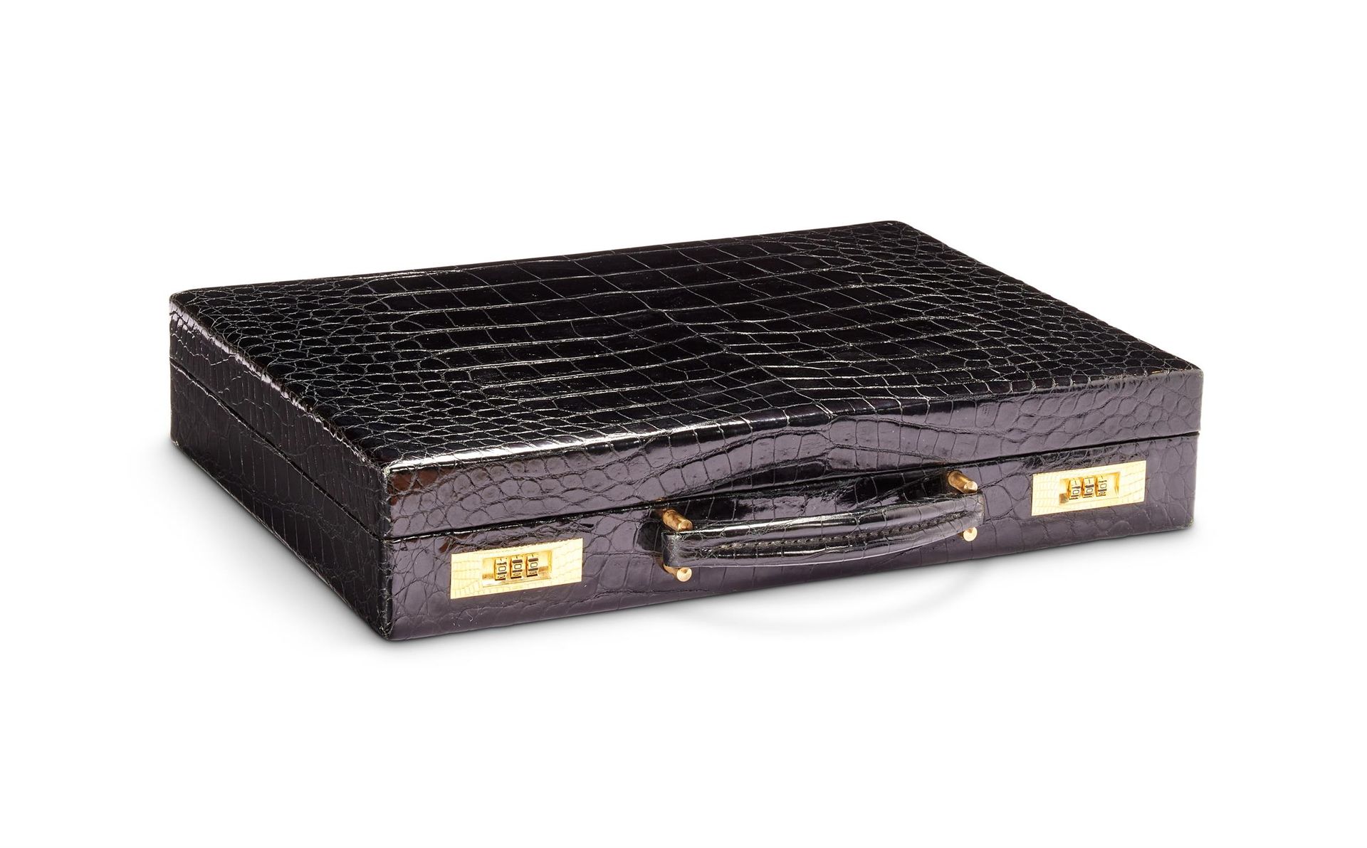 Y Chaumet, a crocodile and 18 carat gold mounted briefcase Y Chaumet, porte-docu&hellip;