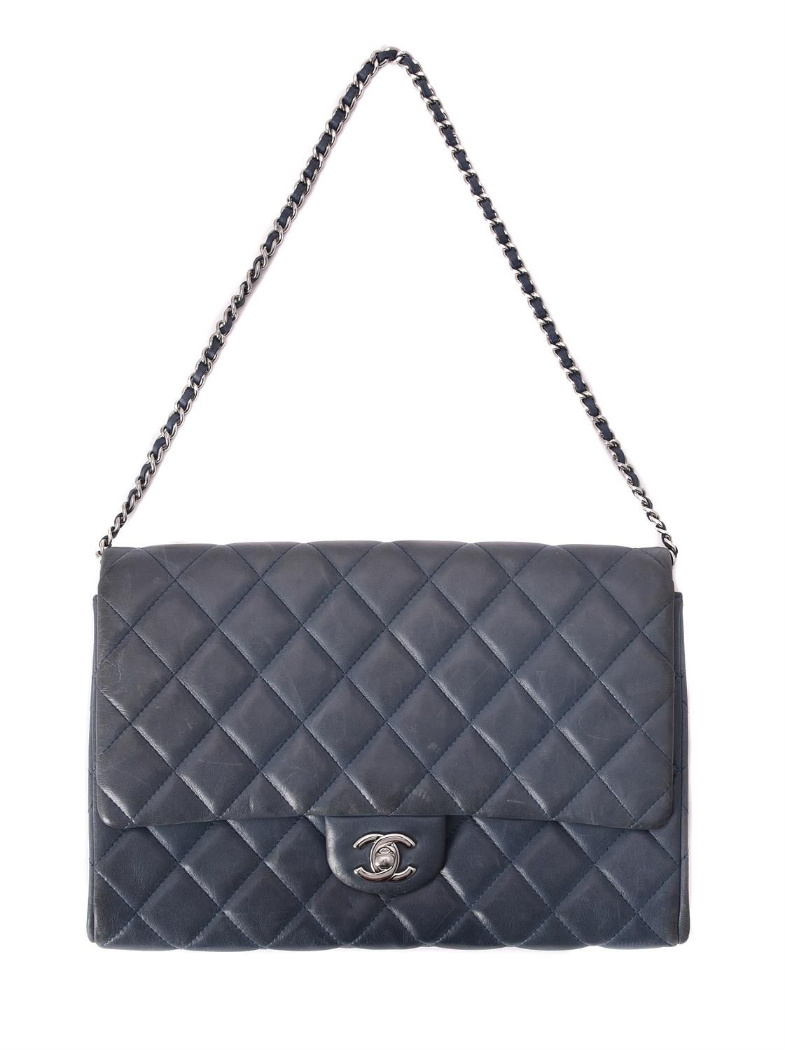 Chanel, a blue lambskin quilted flap bag Chanel, un sac à rabat en agneau bleu m&hellip;