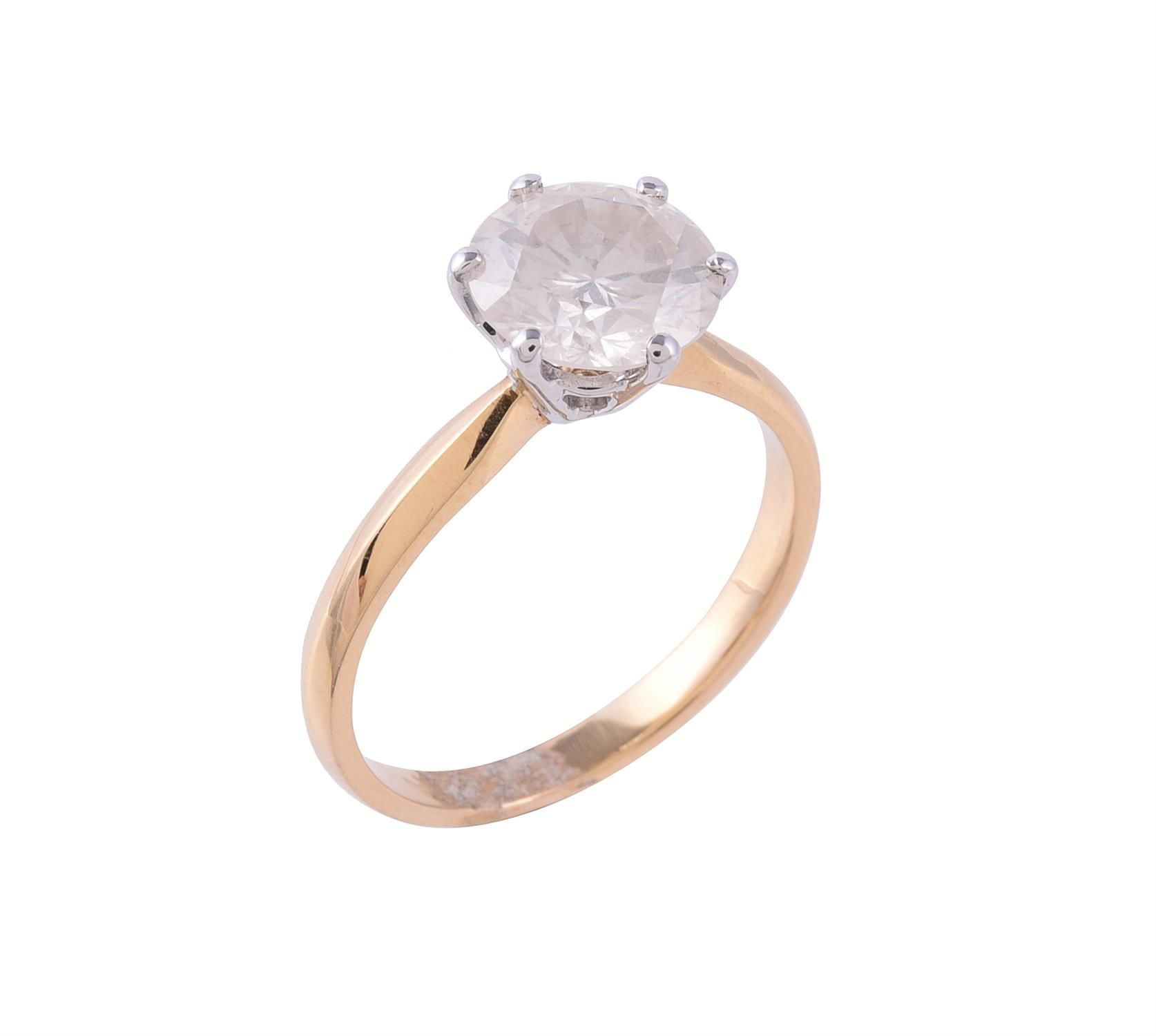 A single stone diamond ring 单石钻石戒指，明亮式切割钻石估计重1.80克拉，六爪镶嵌，手指尺寸L 1/2，总重3克