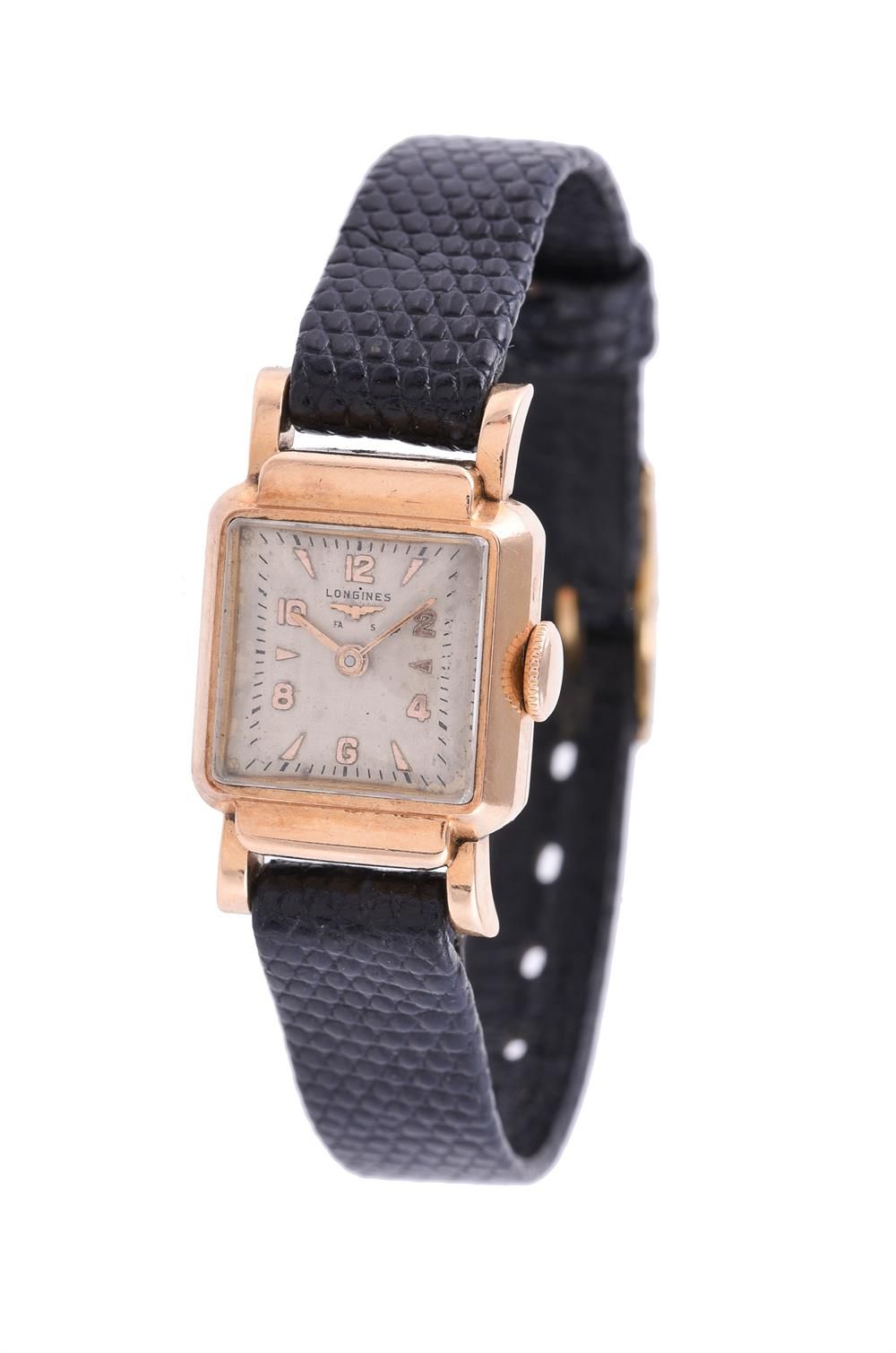 Y Longines, Lady's gold coloured wrist watch 
Y 浪琴表，女士金色腕表，约1950年机芯。Cal.15.18，手动&hellip;