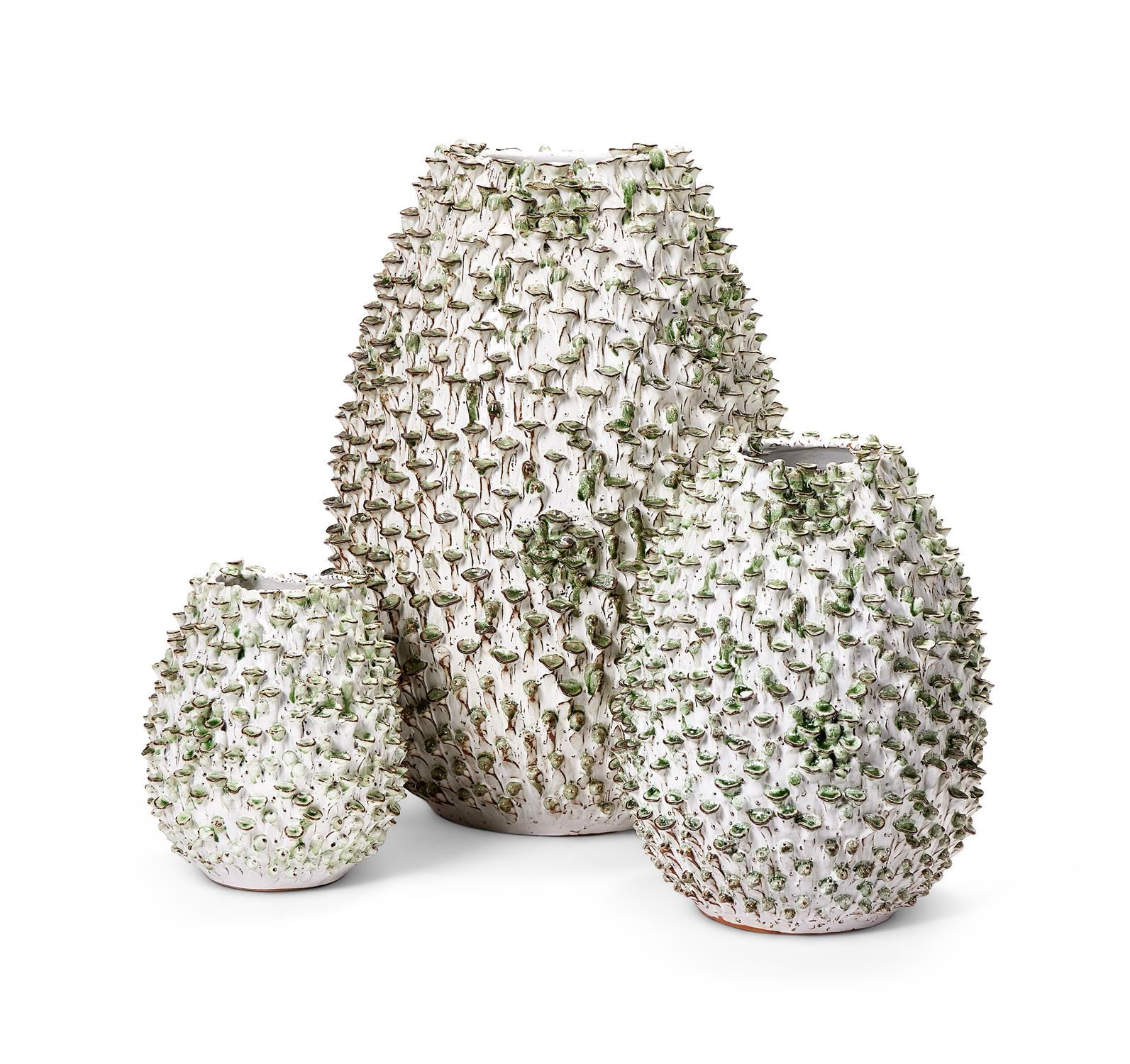 A GRADUATED GARNITURE OF THREE STONEWARE OVOID VASES FOR DES POTS NETHERLANDS, T&hellip;