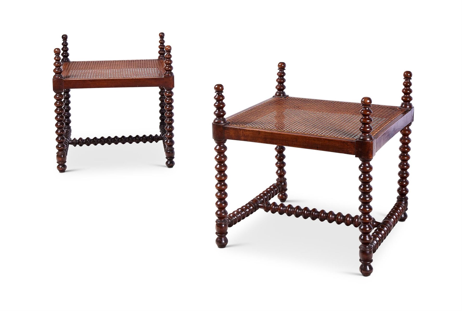 A PAIR OF VICTORIAN BOBBIN TURNED WALNUT SIDE TABLES, SECOND HALF 19TH CENTURY P&hellip;