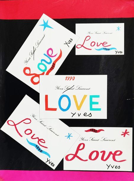 Null D’après Yves SAINT LAURENT (1936-2008) 
Love, 1990 
Affiche "carte de voeux&hellip;