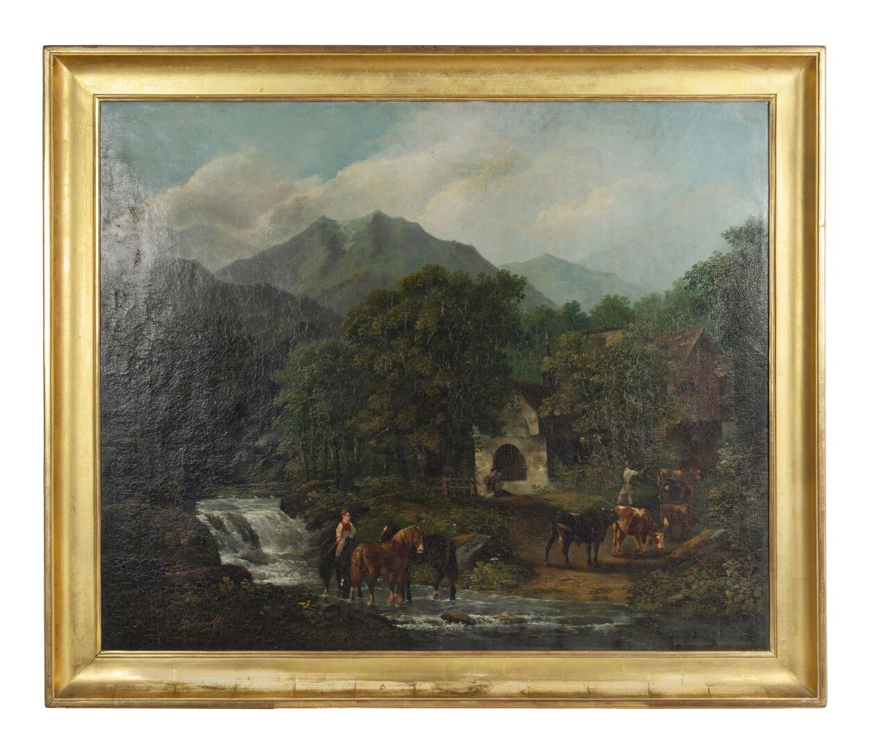 Johann Conrad GESSNER (1764-1826) Paysage à la rivière.

Huile sur toile. 

Sign&hellip;
