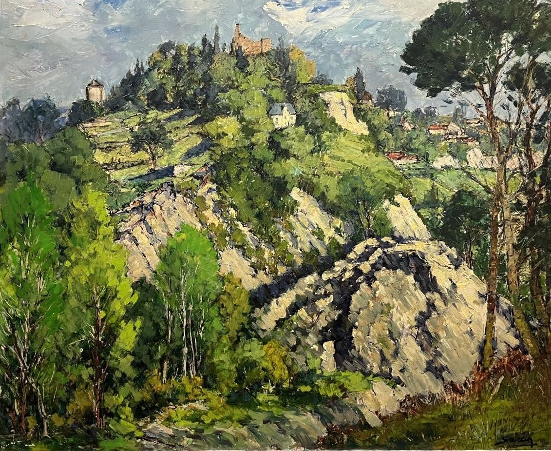 Henri SALEUNE (1900-1975) Paysage rocheux. 

Huile sur panneau signée en bas à d&hellip;