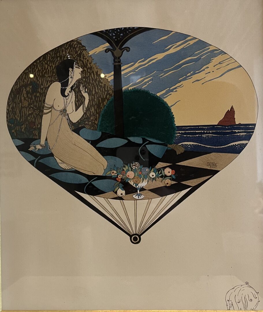 PAUL IRIBE (1883-1935) Éventail.

Pochoir en couleurs sur papier, signé dans la &hellip;