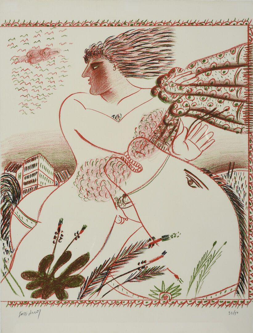 Alexandre FASSIANOS (1935-2022) 无题。

纸上彩色石版画，左下方有签名，右下方有编号34/50。

64,5 x 48 厘米。
&hellip;