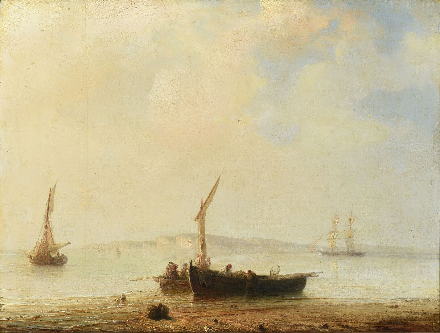 Théodore GUDIN (1802-1880) Barques de pêcheurs, côte normande. 

Huile sur toile&hellip;