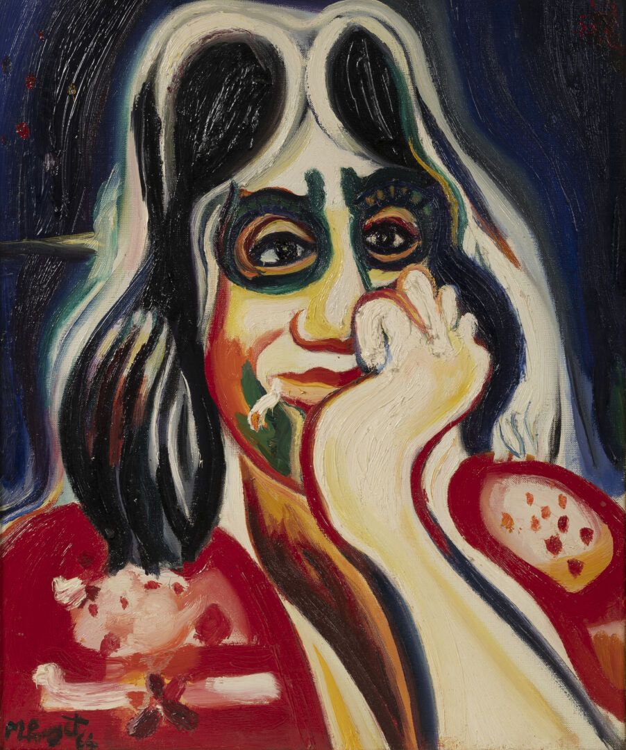 Marcel POUGET (1923-1985) 一个女人的画像。

布面油画，左下方有签名和日期。

47 x 55厘米。
