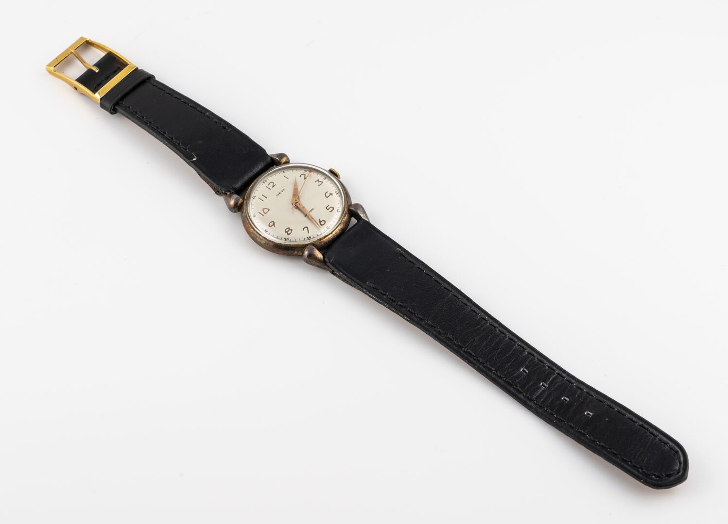 GETE vers 1950, ref.2768. Gold and silver wristwatch (double hallmarks), round c&hellip;