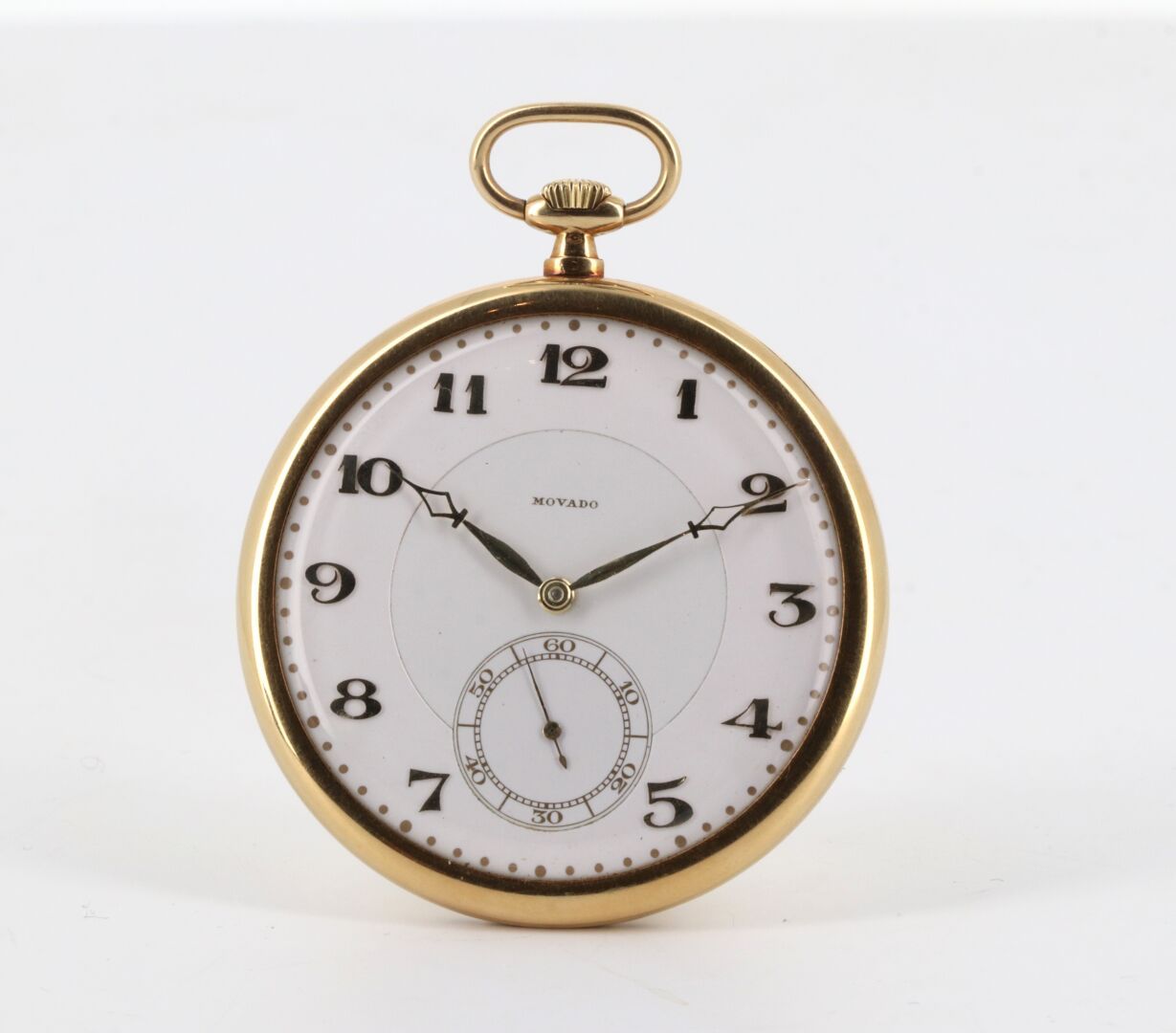 MOVADO vers 1930 Magnífico reloj de bolsillo en oro amarillo 750°, caja plana co&hellip;