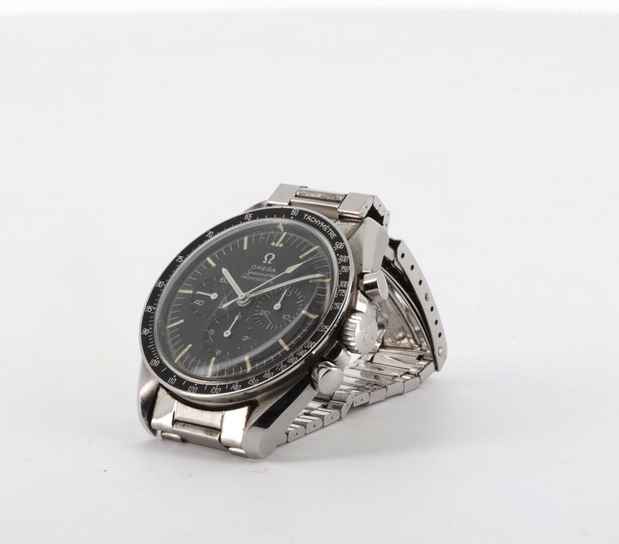 OMEGA "Speedmaster Pré Moon" ref. 105.012-66. Vers 1967 Steel chronograph on ori&hellip;
