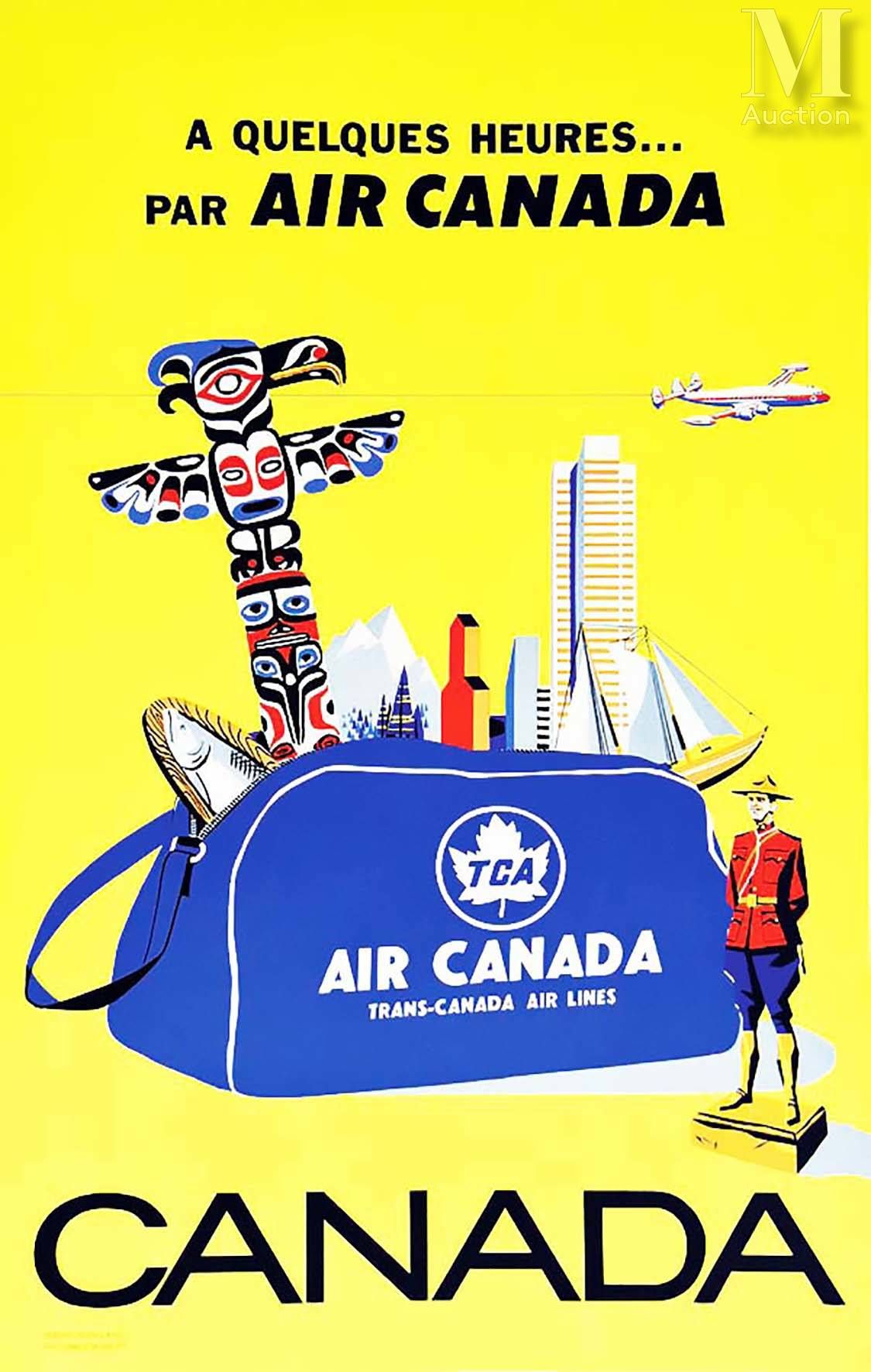 Air Canada A quelques heures Canada affiche en sérigraphie / Poster in sérigraph&hellip;