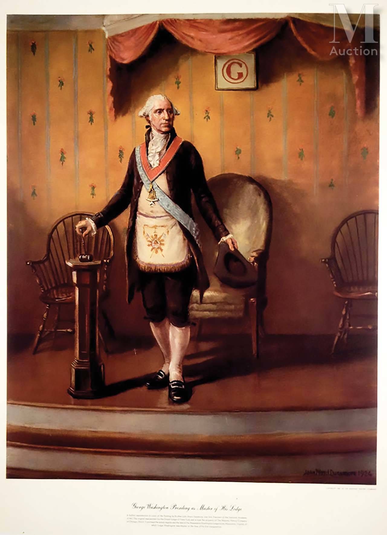 DUNSMORE JOHN WARD (D'Après ) George Washington Presiding at Master of His Lodge&hellip;