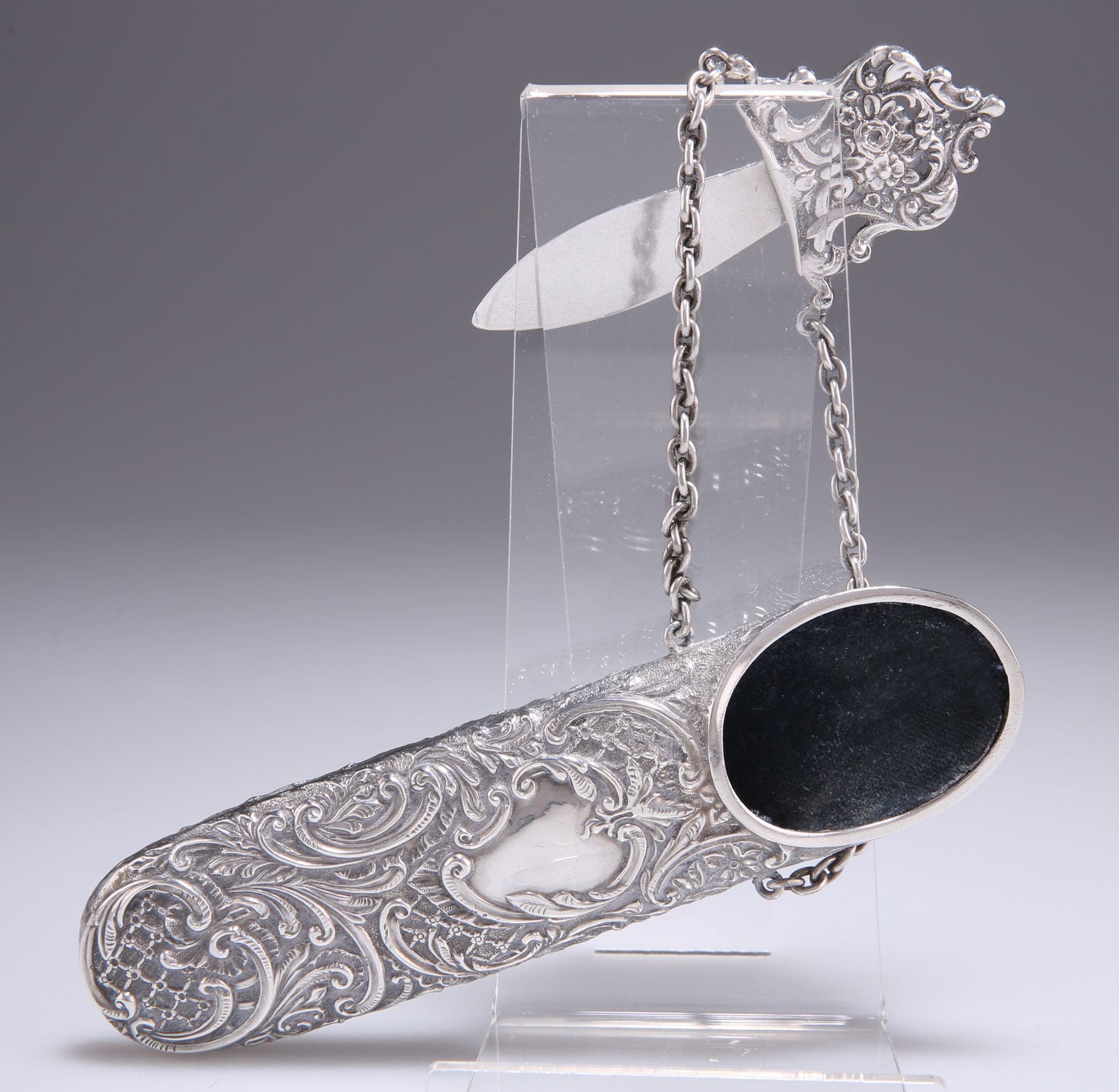 Null A LATE VICTORIAN SILVER CHATELAINE SPECTACLES CASE, by George Nathan & Ridl&hellip;
