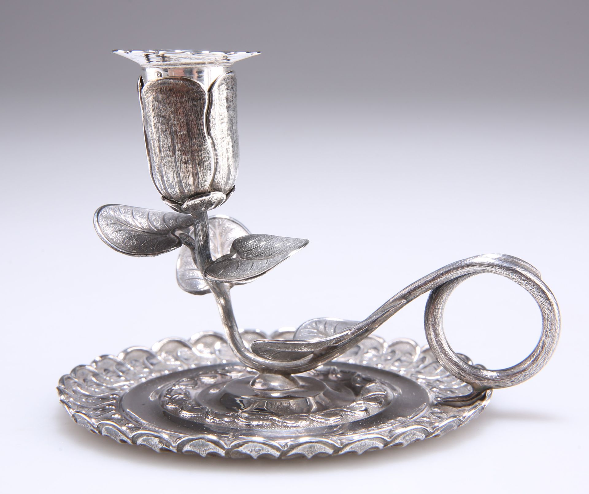 Null AN EARLY VICTORIAN SILVER CHAMBERSTICK, by Joseph Willmore, Birmingham 1844&hellip;