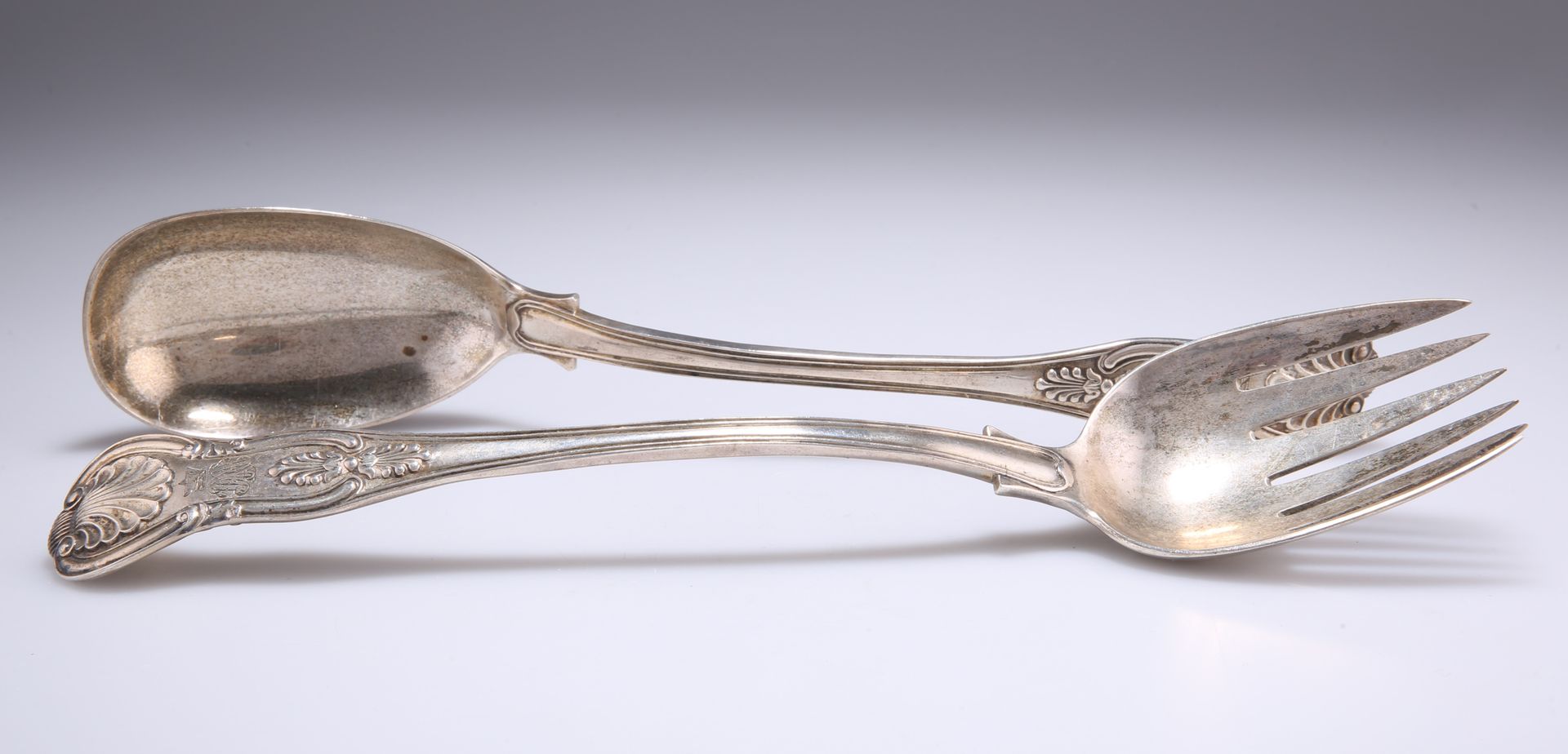 Null A PAIR OF VICTORIAN SILVER SALAD SERVERS, by Henry John Lias & Henry John L&hellip;