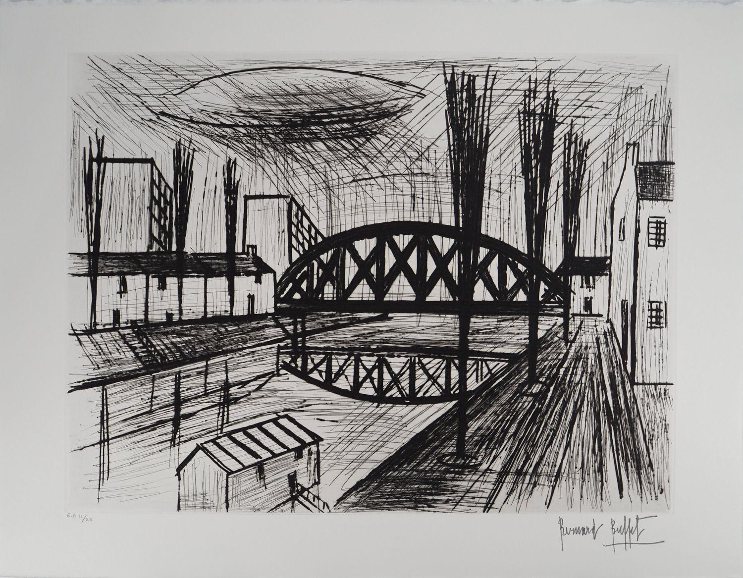 Bernard Buffet Bernard BUFFET (1928-1999) 
Riva del canale: il ponte di metallo,&hellip;
