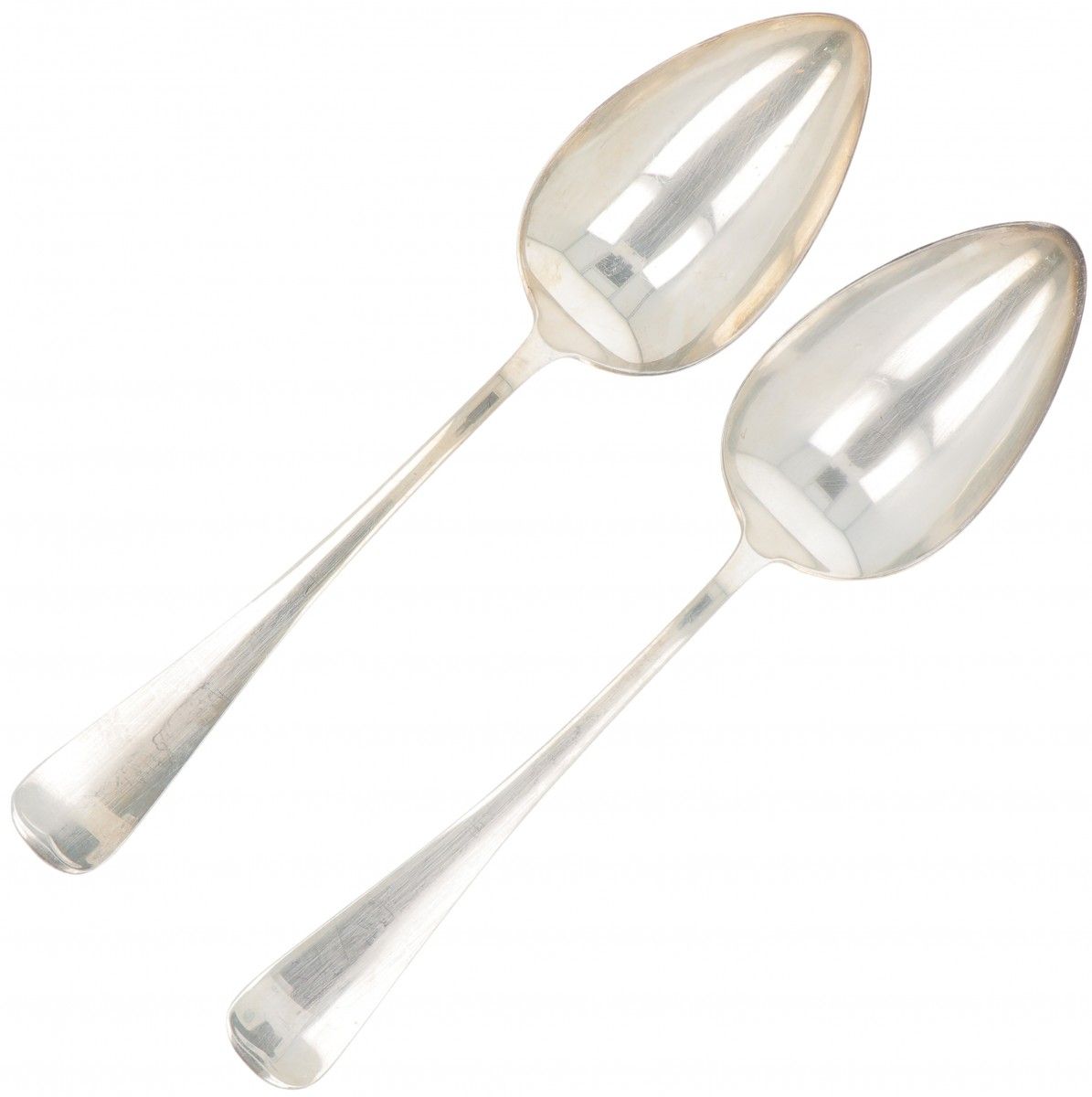 (2) piece set of vegetable ladles "Haags Lofje" silver. 模型。"Haags Lofje"。荷兰，Voor&hellip;