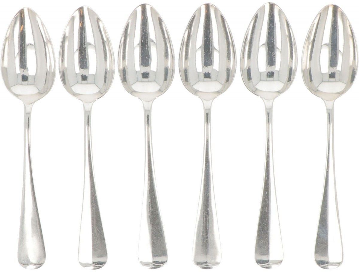 (6) piece set breakfast spoons "Haags Lofje" silver. "Haags Lofje"。荷兰，Schoonhove&hellip;