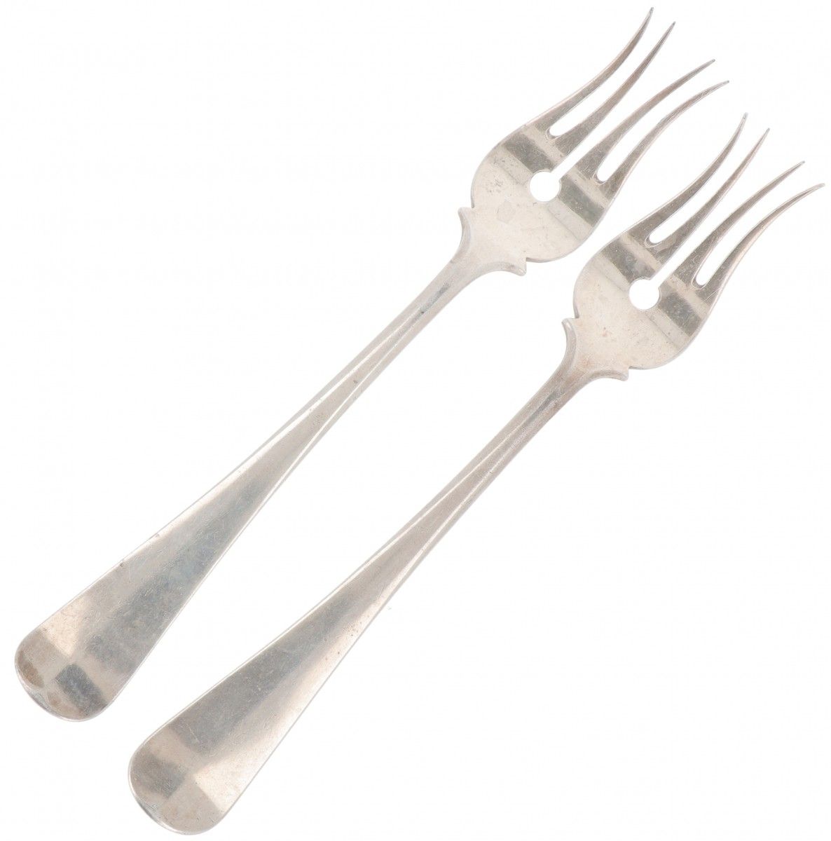 (2) piece set of cold meat forks "Haags Lofje" silver. "Haags Lofje"。荷兰，Zeist, G&hellip;