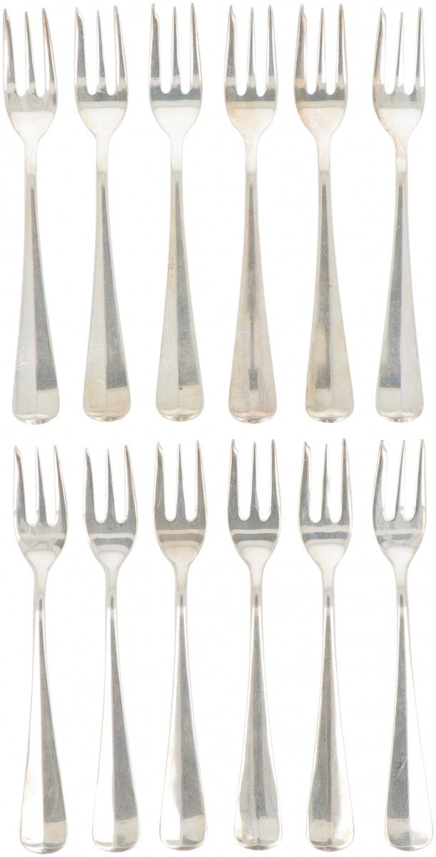 (12) piece set of cake forks "Haags Lofje" silver. "Haags Lofje". Paesi Bassi, V&hellip;