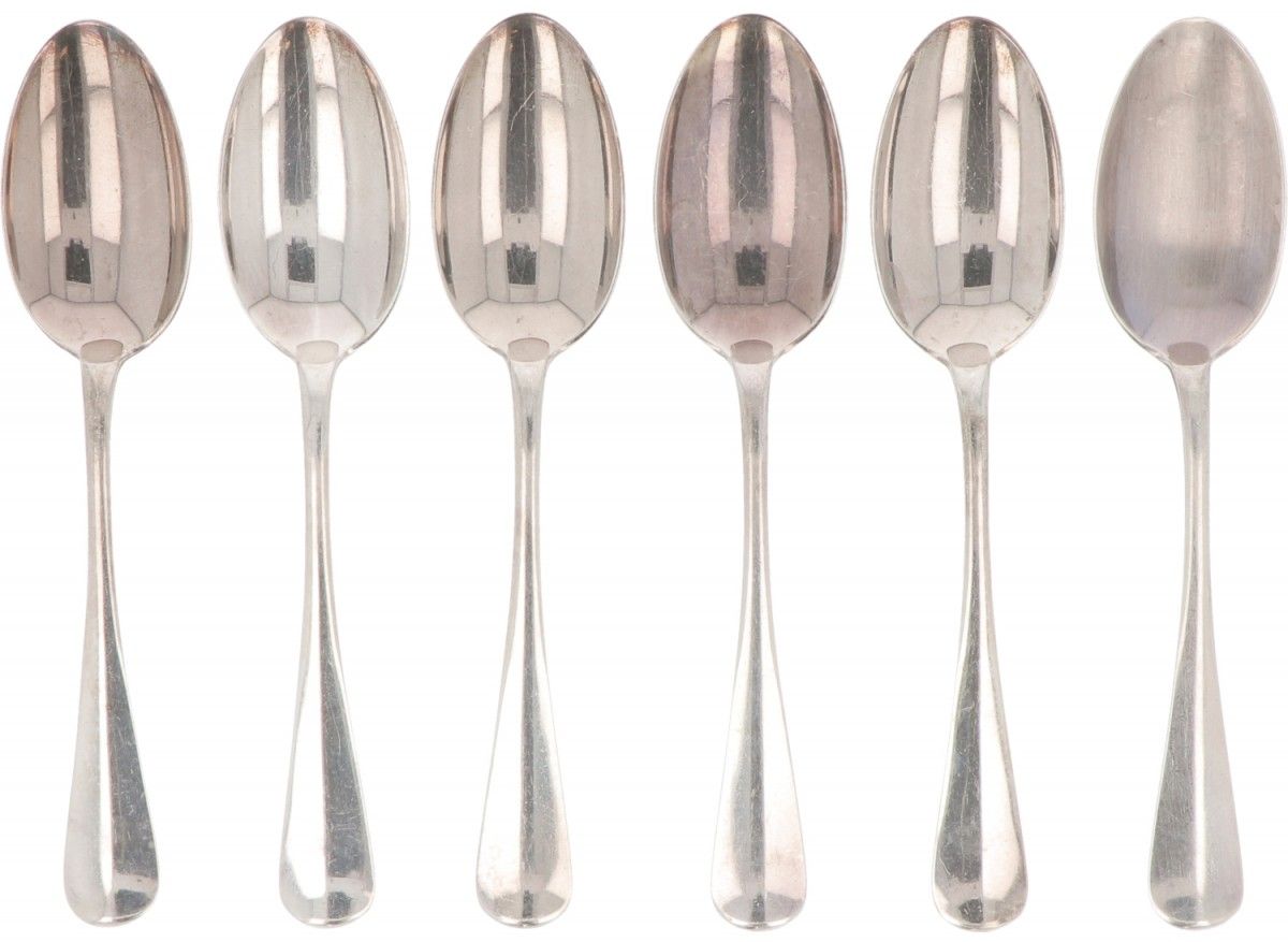 (6) piece set breakfast spoons "Dutch smooth" silver. 模型。"Hollands Glad "或 "Dutc&hellip;