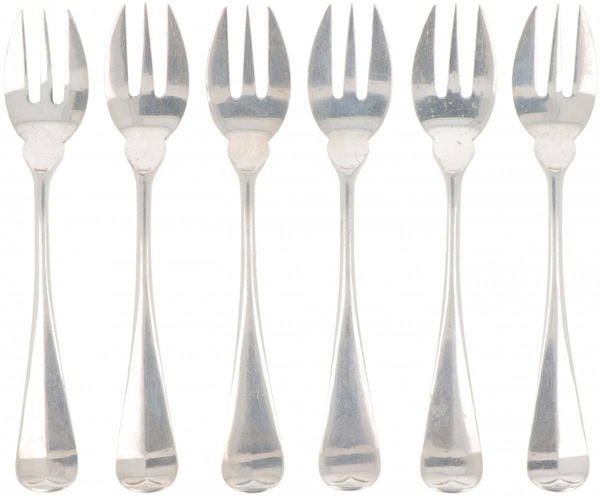 (6) piece lot of cake forks "Haags Lofje" silver. "Haags Lofje"。荷兰，乌得勒支，J.M. Van&hellip;