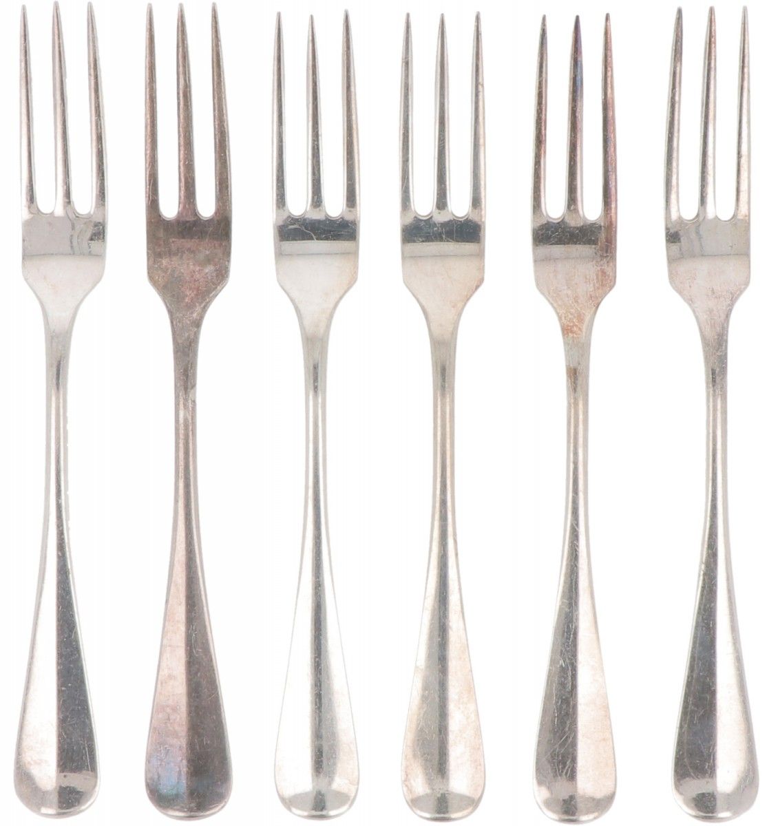 (6) piece set breakfast forks "Dutch smooth" silver. Modelo: "Hollands Glad" o "&hellip;