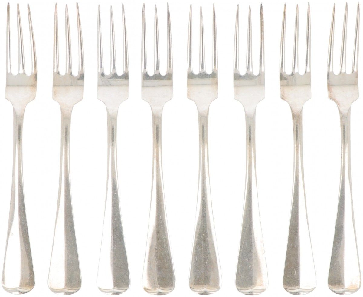 (8) piece set of forks "Haags Lofje" silver. 模型。"Haags Lofje"。荷兰，Voorschoten, va&hellip;