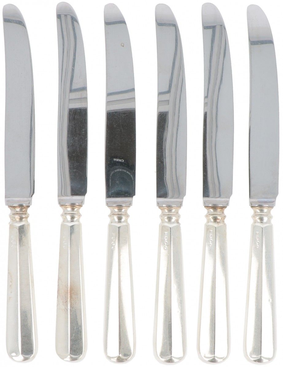 (6) piece set dinner knives "Haags Lofje" silver. Model: "Haags Lofje". Netherla&hellip;